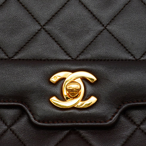 VINTAGE CHANEL MATELASSE CHAIN SHOULDER BAG BROWN LAMB SKIN GOLD HARDWARE 90342584