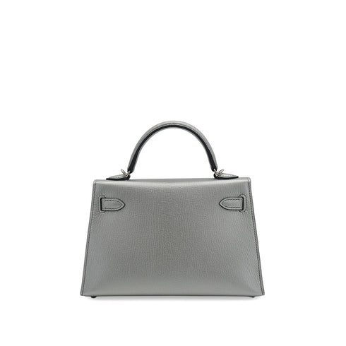 HERMES KELLY MINI 2 ARGENT CHEVRE CHAMKILA HAND SHOULDER BAG 2026 G STAMP PERMABRASS GOLD HARDWARE 90342998