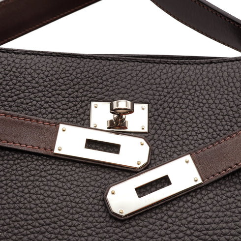 HERMES SO KELLY 26 PLOMB CHOCOLAT TAURILLON CLEMENCE SHOULDER BAG 2014 R STAMP PALLADIUM HARDWARE 90343411
