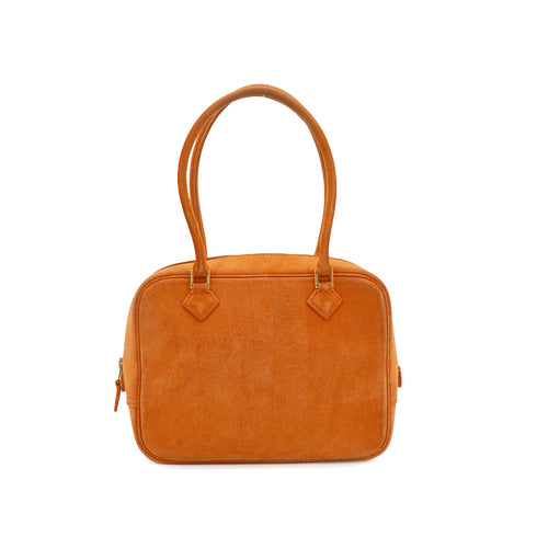 HERMES PLUME MINI ORANGE DOBLIS HAND BAG 2004 SQUARE H GOLD HARDWARE 90343414