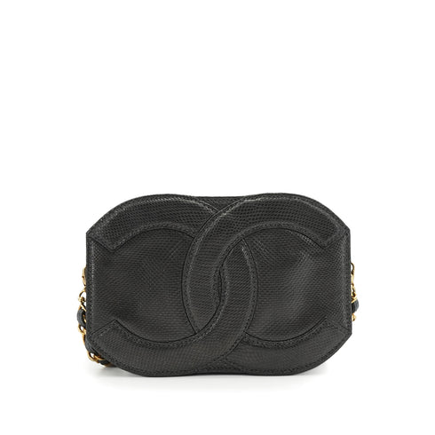 VINTAGE CHANEL COCOMARK FRINGE CHAIN SHOULDER BAG METAL GRAY LIZARD GOLD HARDWARE 90343623
