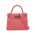 HERMES KELLY 28 RETOURNE ROSE AZALEE EVERCOLOR HAND SHOULDER BAG 2019 D STAMP PALLADIUM HARDWARE 90343847