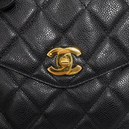 VINTAGE CHANEL CHAIN SHOULDER BAG BLACK CAVIAR SKIN GOLD HARDWARE 90343934