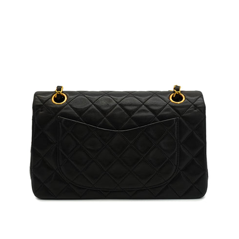 VINTAGE CHANEL CLASSIC FLAP SMALL CHAIN SHOULDER BAG BLACK LAMB SKIN GOLD HARDWARE 90343947