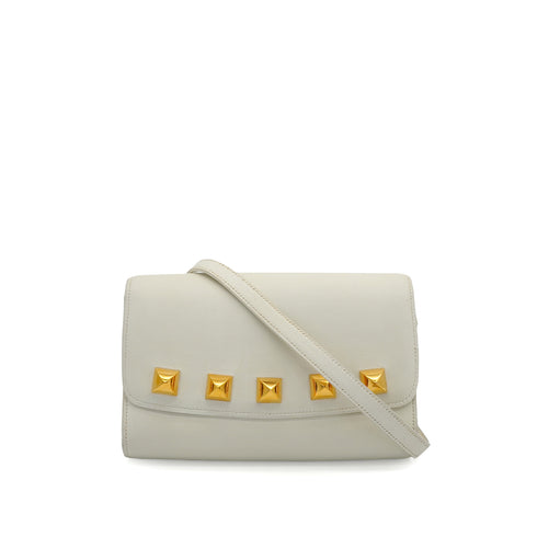 HERMES DOGGY MEDOR WHITE VEAU GARINE SHOULDER BAG 1992 CIRCLE V GOLD HARDWARE 90344087