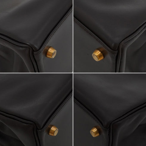 HERMES KELLY 28 RETOURNE CHOCOLAT BOXCALF HAND SHOULDER BAG 1993 CIRCLE W GOLD HARDWARE 90344349