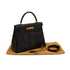 HERMES KELLY 28 RETOURNE CHOCOLAT BOXCALF HAND SHOULDER BAG 1993 CIRCLE W GOLD HARDWARE 90344349
