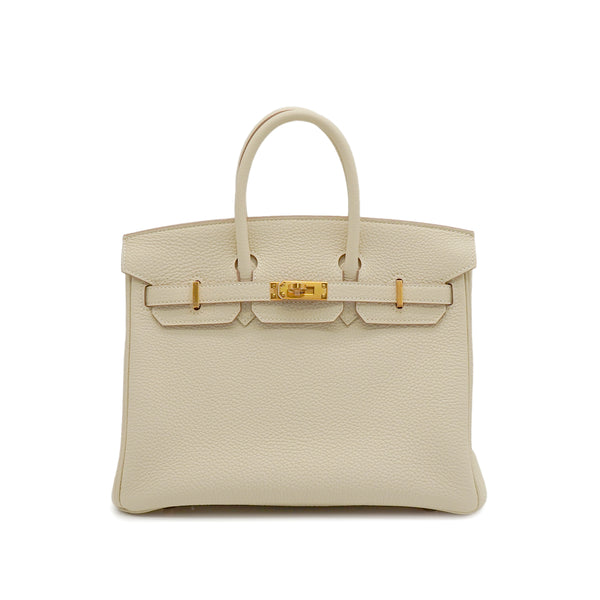 HERMES BIRKIN 25 CRAIE TOGO HAND BAG 2023 B STAMP GOLD HARDWARE 90344357