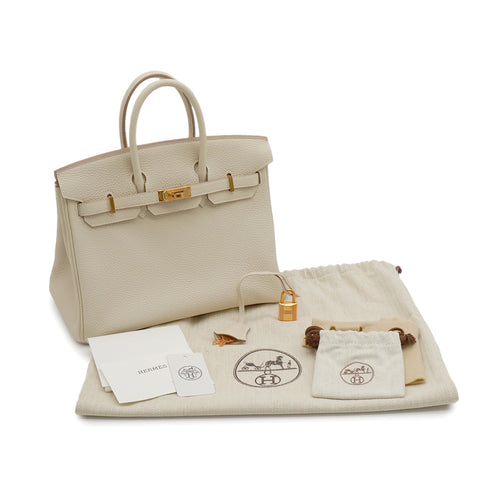 HERMES BIRKIN 25 CRAIE TOGO HAND BAG 2023 B STAMP GOLD HARDWARE 90344357