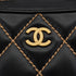 VINTAGE CHANEL WILD STITCH HAND BAG BLACK LEATHER GOLD HARDWARE 90344365