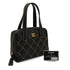 VINTAGE CHANEL WILD STITCH HAND BAG BLACK LEATHER GOLD HARDWARE 90344365
