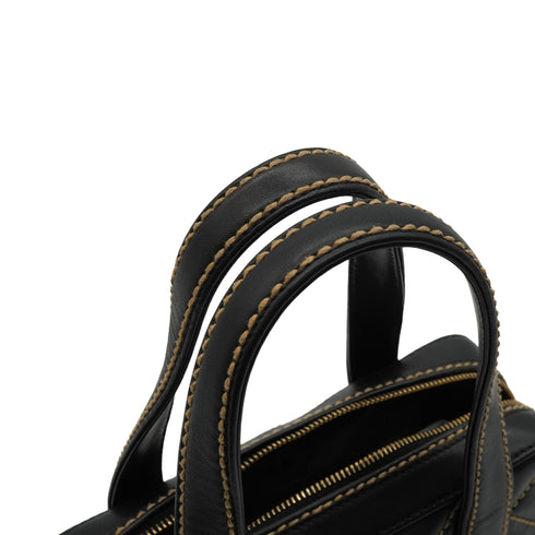 VINTAGE CHANEL WILD STITCH HAND BAG BLACK LEATHER GOLD HARDWARE 90344365