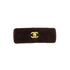 VINTAGE CHANEL TURN LOCK VALLETTA GOLD BROWN VELOR HAIR ACCESSORY 90344399