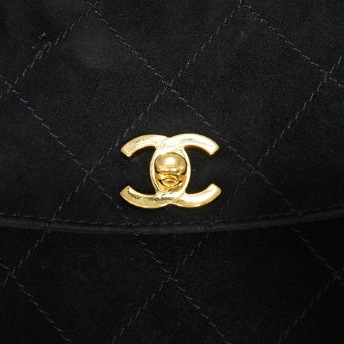 VINTAGE CHANEL MATELASSE CHAIN SHOULDER BAG BLACK SUEDE GOLD HARDWARE 9034449