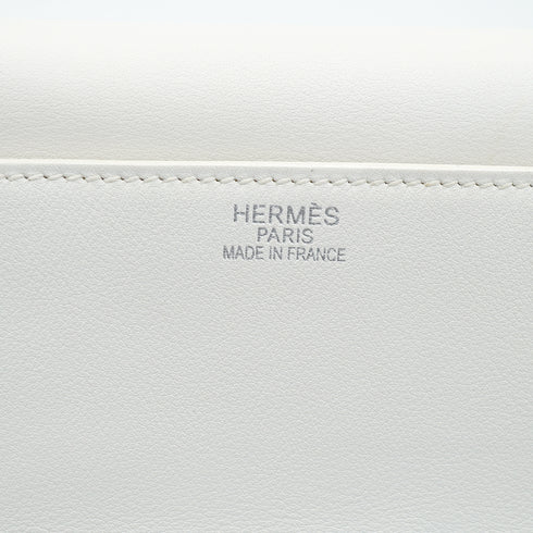 HERMES KELLY FLAT 35 WHITE VEAU SWIFT HAND SHOULDER BAG 2007 SQUARE K STAMP PALLADIUM HARDWARE 90345061