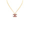 VINTAGE CHANEL COCOMARK PINK RHINESTONE NECKLACE GOLD ACCESSORY 00A 90345094