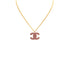 VINTAGE CHANEL COCOMARK PINK RHINESTONE NECKLACE GOLD ACCESSORY 00A 90345094