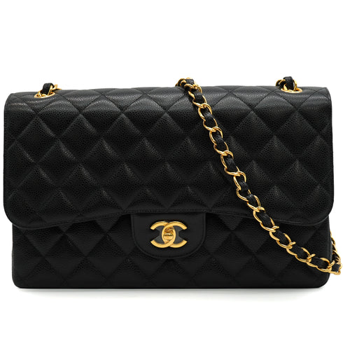 CHANEL JUMBO MATELASSE 30 CHAIN SHOULDER BAG BLACK CAVIAR SKIN GOLD HARDWARE 90345160