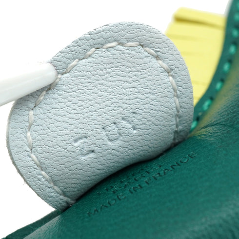 HERMES BAG CHARM RODEO PM MALACHITE BLEUBRUM JAUNE BOURGEON 2021 Z STAMP AGNEAU MILO 90345995