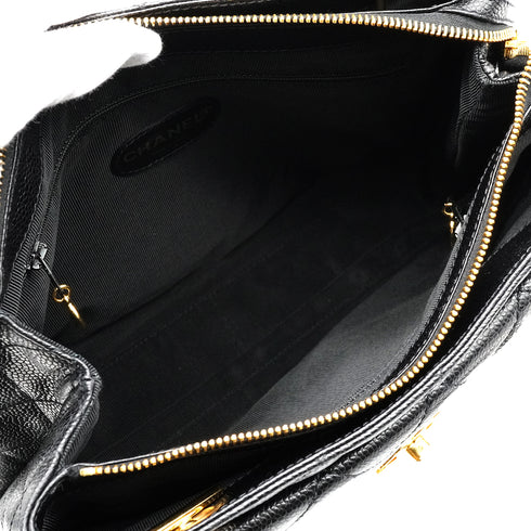 INTAGE CHANEL MATELASSE SHOULDER BAG BLACK CAVIAR SKIN SILVER HARDWARE 90346115