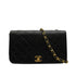 VINTAGE CHANEL FULL FLAP CHAIN SHUOLDER BAG BLACK LAMB SKIN GOLD HARDWARE 90346133