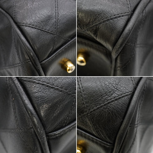 VINTAGE CHANEL BICOLORE BOSTON SHOULDER BAG BLACK LEATHER GOLD HARDWARE 90346135