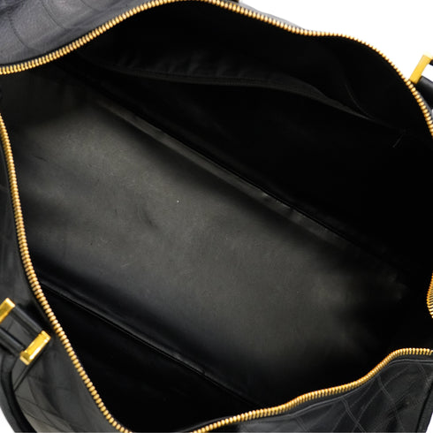 VINTAGE CHANEL BICOLORE BOSTON SHOULDER BAG BLACK LEATHER GOLD HARDWARE 90346135