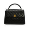 VINTAGE CHANEL MATELASSE HAND BAG BLACK LAMB SKIN GOLD HARDWARE 90348200