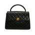 VINTAGE CHANEL MATELASSE HAND BAG BLACK LAMB SKIN GOLD HARDWARE 90348200