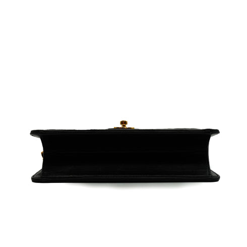VINTAGE CHANEL MATELASSE TURN LOCK CHAIN SHOULDER BAG BLACK LAMB SKIN GOLD HARDWARE 90348246