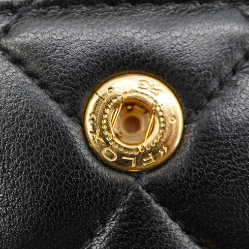 VINTAGE CHANEL CLASSIC FLAP SMALL CHAIN SHOULDER BAG BLACK LAMB SKIN GOLD HARDWARE 90348531