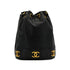 VINTAGE CHANEL TRIPLE COCO DRAWSTRING CHAIN SHOULDER BAG BLACK LAMB SKIN GOLD HARDWARE 90349270
