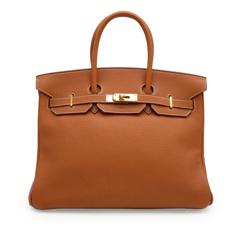 HERMES BIRKIN 35 GOLD TOGO HAND BAG 2000 SQUARE D GOLD HARDWARE 90349282