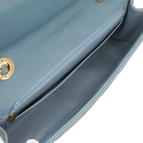 VINTAGE CHANEL BIAS STITCH CHAIN SHOULDER BAG BLUE CAVIAR SKIN GOLD HARDWARE 90349838