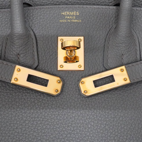 HERMES BIRKIN 25 ETAIN TOGO HAND BAG 2021 Z STAMP ROSE GOLD HARDWARE 90350373