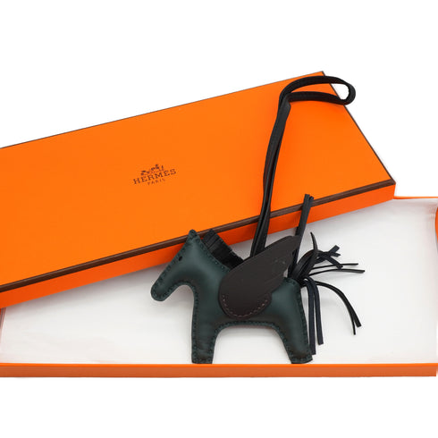HERMES BAG CHARM RODEO PEGASUS PM VERT MANGROVE EBENE BLACK AGNEAU MILO 2025 K STAMP 90331868