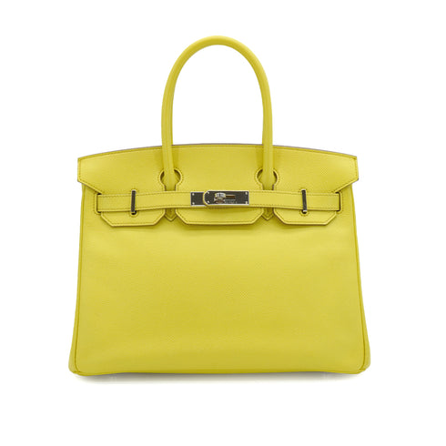 HERMES BIRKIN 30 LIME VEAU EPSOM HAND BAG 2013 SQUARE Q PALLADIUM HARDWARE 90339856