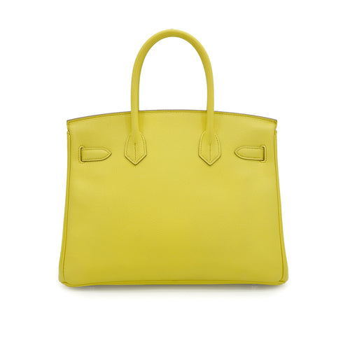 HERMES BIRKIN 30 LIME VEAU EPSOM HAND BAG 2013 SQUARE Q PALLADIUM HARDWARE 90339856