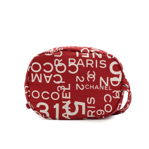 CHANEL BY SEA LINE BACKPACK SHOULDER BAG RED WHITE CANVAS 90342413