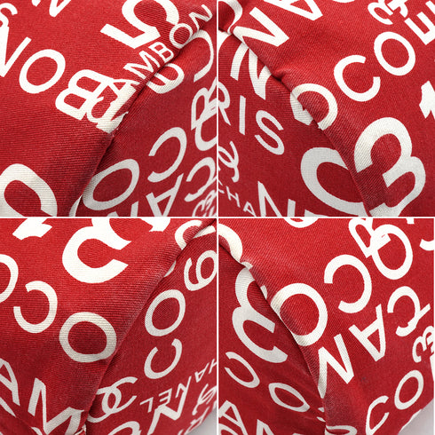CHANEL BY SEA LINE BACKPACK SHOULDER BAG RED WHITE CANVAS 90342413