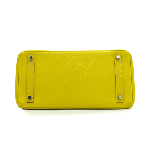 HERMES CANDY BIRKIN 30 LIME PEARL GRAY EPSOM HAND BAG 2011 SQUARE O PALLADIUM HARDWARE 90342738