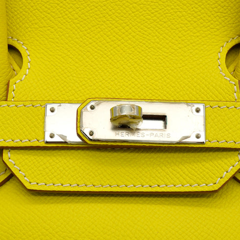 HERMES CANDY BIRKIN 30 LIME PEARL GRAY EPSOM HAND BAG 2011 SQUARE O PALLADIUM HARDWARE 90342738
