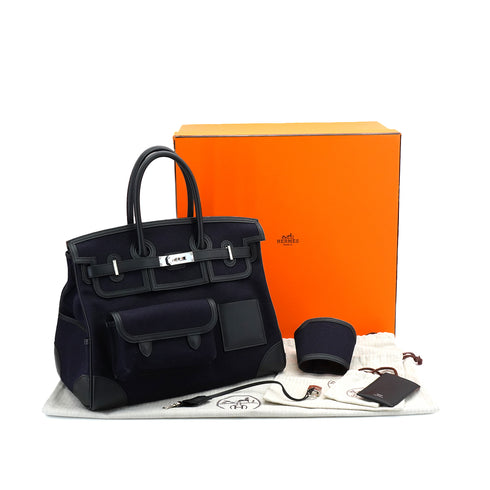 HERMES BIRKIN 35 CARGO BLUE MARINE BALCK VEAU SWIFT TOILE H HAND BAG 2020 Y PALLADIUM HARDWARE 90335037