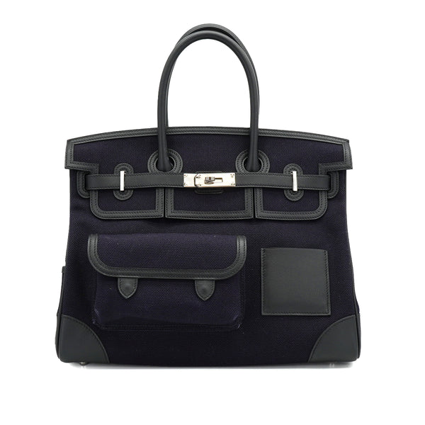 HERMES BIRKIN 35 CARGO BLUE MARINE BALCK VEAU SWIFT TOILE H HAND BAG 2020 Y PALLADIUM HARDWARE 90335037
