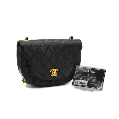 VINTAGE CHANEL MATELASSE CHAIN SHOULDER BAG BLACK LAMB SKIN GOLD HARDWARE 90334142