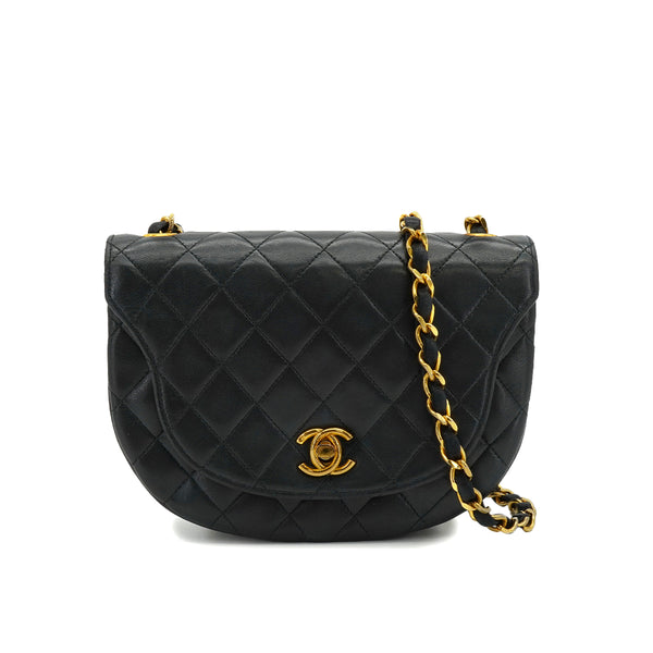 VINTAGE CHANEL MATELASSE CHAIN SHOULDER BAG BLACK LAMB SKIN GOLD HARDWARE 90334142