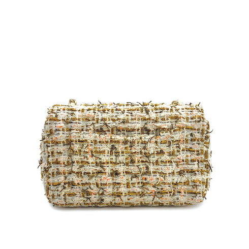 CHANEL MINI MATELASSE CHAIN SHOULDER BAG MULTICOLOR TWEED GOLD HARDWARE 90311834