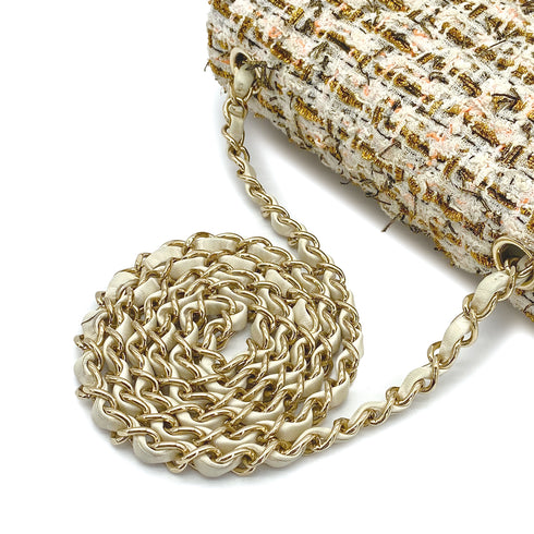 CHANEL MINI MATELASSE CHAIN SHOULDER BAG MULTICOLOR TWEED GOLD HARDWARE 90311834