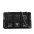 CHANEL CLASSIC FLAP MEDIUM CHAIN SHOULDER BAG BLACK SILVER SEQUINS LEATHER SILVER HARDWARE 90340129