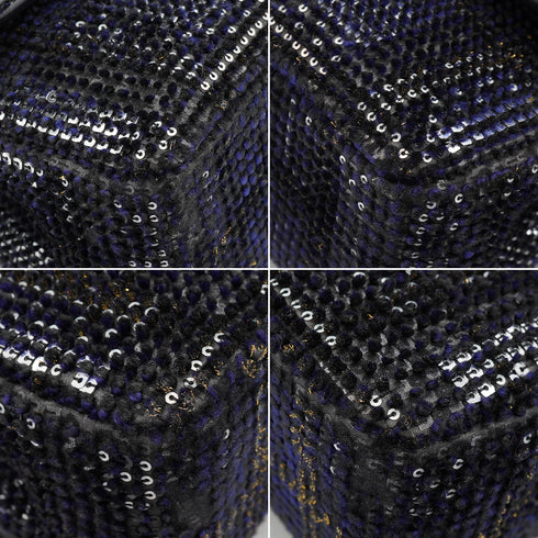 CHANEL CLASSIC FLAP MEDIUM CHAIN SHOULDER BAG BLACK SILVER SEQUINS LEATHER SILVER HARDWARE 90340129